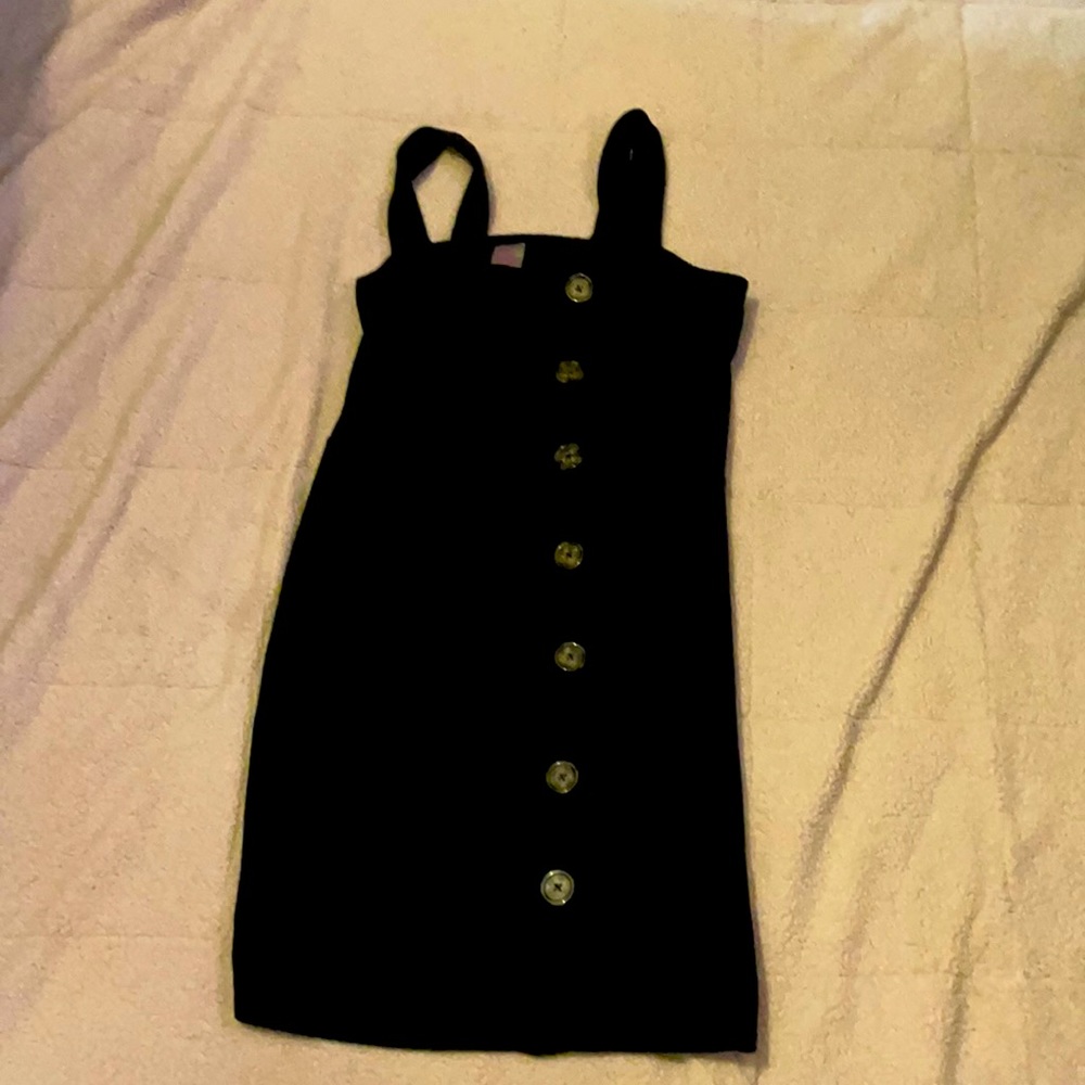 Black corduroy button down dress